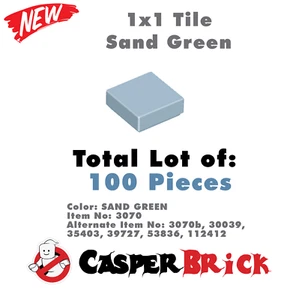 *NEW 100x Genuine LEGO 1x1 Square Tiles Sand Green - Part 3070 - *US Seller - Picture 1 of 3