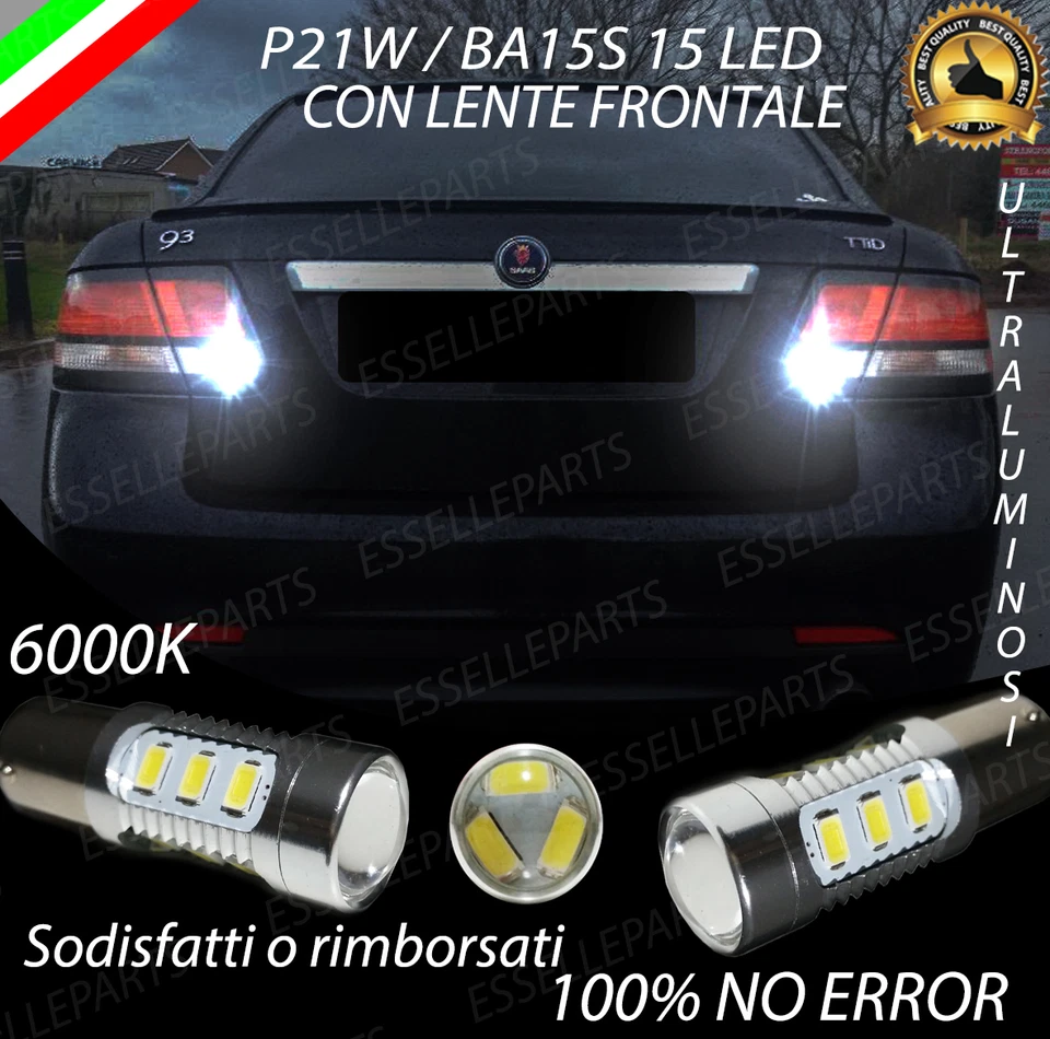 COPPIA LAMPADE RETROMARCIA 15 LED P21W CANBUS SAAB 9-3X NO AVARIA - Immagine 1 di 1