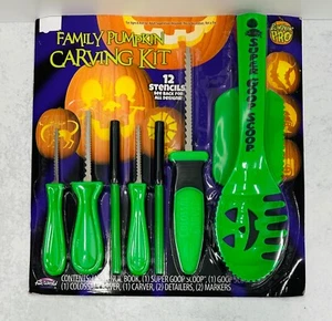 20 pc Family Pumpkin Pro Halloween Carving Kit includes 12 Stencils / 8 Tools - Picture 1 of 2