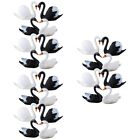  24 Pcs Small Animal Figures Black and White Swan Ornament Crafts