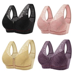 Plus size Front Close Bra Lace T Back Brassiere Underwire Sport Bras Breathable - Picture 1 of 16