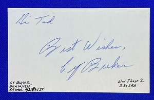Cy Buker 1945 Brooklyn Dodgers Signed Autographed 3x5 Index Card (d.2011) 