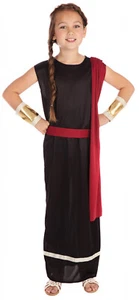 Girls Kids Ancient Egyptian Roman Greek Toga Shawl Caesar Fancy Dress Costume - Picture 1 of 4