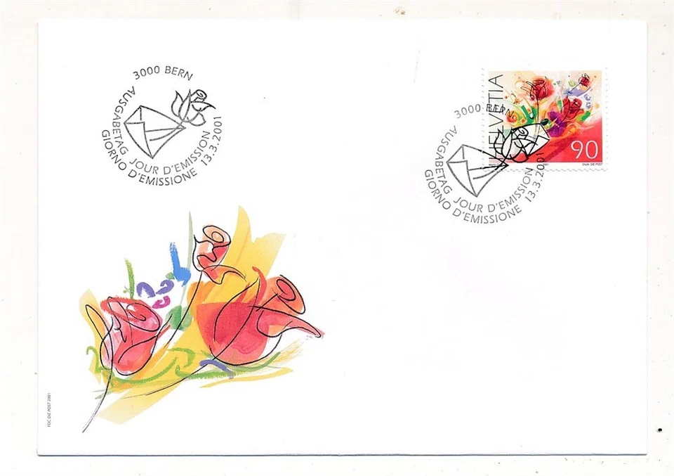 D332101 Switzerland FDC Flowers 2001 - Image 1 of 1