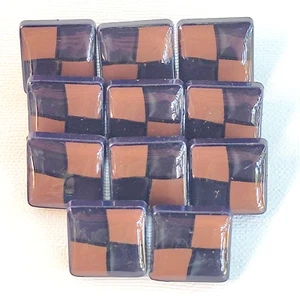 1986 Checkerboard 2 Tone Button Black & Brown The Collection by La Mode New - Picture 1 of 10