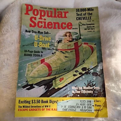 Popular Science Magazine January 1964 Vintage Chevelle, U-Drive U-Boat  Foto 1 de 4