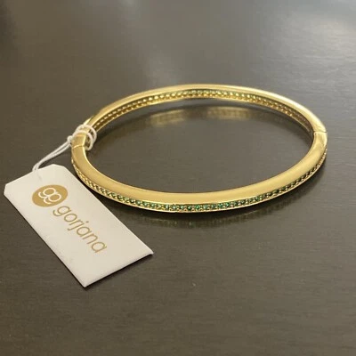 Gorjana Paseo Emerald Shimmer 18K Gold Plated Cuff Bangle Bracelet MSRP $110 - Image 1 of 4