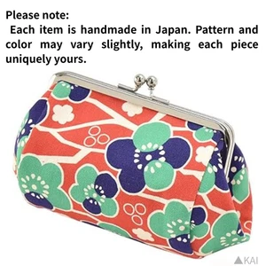 Japanische Kiss Lock Geldbörse Pflaumenblüte Rot Canvas Geldbörse Hergestellt in Japan - Bild 1 von 4