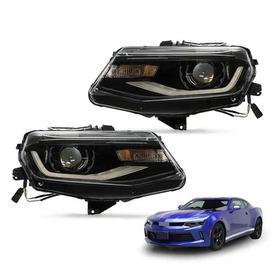 Upgrade Headlights For 2016-2021 Chevy Camaro w/LED DRL w/Bulb Left+Right Pair Foto 1 de 4