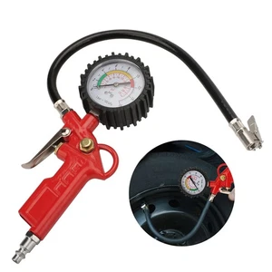 220 PSI Tire Inflator Gun Pressure Gauge Air Chuck with 1/4'' NPT Hose Truck Car - Bild 1 von 8