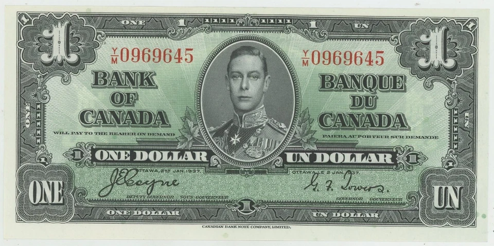 Canada $1(One Dollar) 1937 BC-21d GEM UNC RARE Coyne Y/M 0969645 - Image 1 of 2