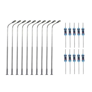 1/200 N Scale Model Trains Metal Light Poles Wired LED Lighted Street Lamps - Picture 1 of 16