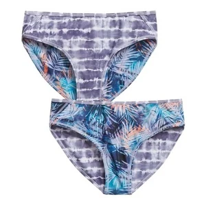 Athleta Girl Reversible Blue Tropics/Purple White Tie Dye Bikini Bottoms Size 7 - Picture 1 of 7