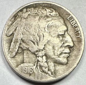 NÍQUEL BÚFALO 1916. ¡HERMOSA MONEDA DE CIRCULACIÓN TEMPRANA XF! - Imagen 1 de 2