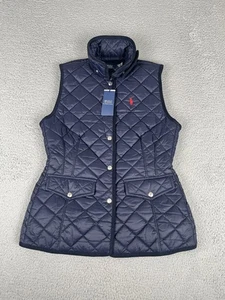 Polo Ralph Lauren Quilted Vest Women’s Navy Corduroy Trim Pony Logo Size Small - Picture 1 of 12