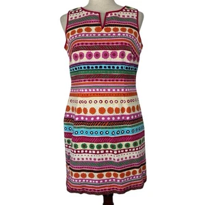 Talbots Dress Women Size 8P Colorful Stripes Sleeveless Sheath Resort Preppy - Picture 1 of 13