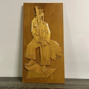 Rare Antique hand carving wood cubist wall hanging plaque portrait Stamped 1979 - Picture 1 of 9