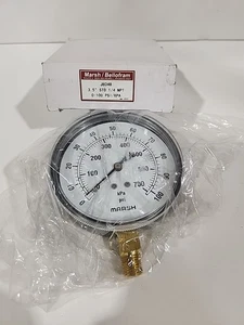 MARSH BELLOFRAM,J8048,3.5 INCH STD 1/4 INCH NPT PSI GAUGE NEW - Picture 1 of 2