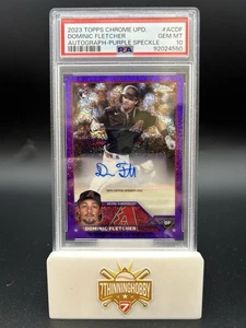 Actualización cromada Topps 2023 Dominic Fletcher Purple Speckle Auto/299 PSA 10 - Imagen 1 de 2