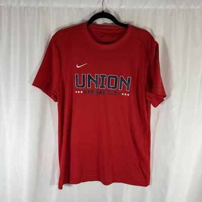 Union Kansas City Nike Shirt Unisex Large Red Graphic Print 14 Short Sleeve Socc - Image 1 of 4