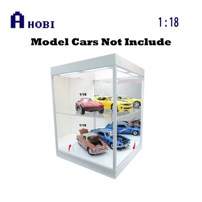 King Creation White Mirror Backed LED Rotary Showcase For 1:18 Diecast Toy Cars - Image 1 of 2