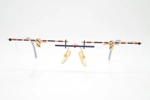 Vintage Brille BAJAZZO Milano FD Gold Mehrfarbig Halbrand Brillengestell - Picture 1 of 6