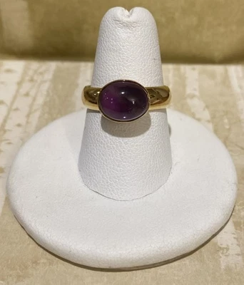 Catálogo Sundance Oro Vermeil Banda Más Gruesa Piedra Amatista Ovalada Talla 7 Foto 1 de 4