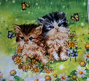 Finished Unframed Cross Stitch 5D Picture Lovely Kittens Gift - Picture 1 of 6