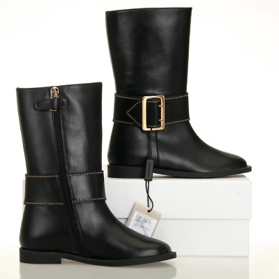 Burberry Kids Mini Farnworth Black Leather Boots Toddler 11.5 US (29 EU) - Image 1 of 4