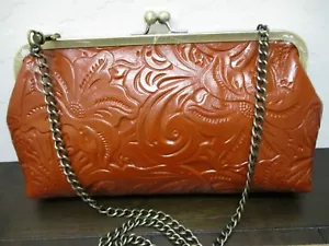 Borsa a tracolla Patricia Nash con cornice Firenze in pelle lavorata tracolla catena nuova con etichetta - Foto 1 di 9