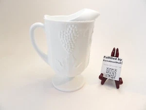 Colony Harvest Rare Milk Glass Pitcher with Ice Lip Grapes & Vines 64 Oz. 1950's - Picture 1 of 5