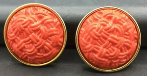 Vintage Orange Lucite Clip On Earrings - Picture 1 of 2