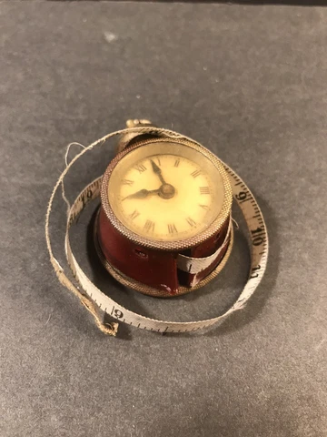 Antique Tape Measure Alarm Clock/ Red Celluloid / Germany Circa 1940 Cover