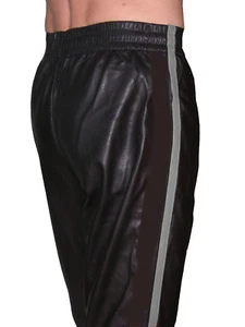 Pantalones deportivos negros grises pantalones pantalones de chándal de cuero nuevos casual sport leather pants   - Imagen 1 de 2