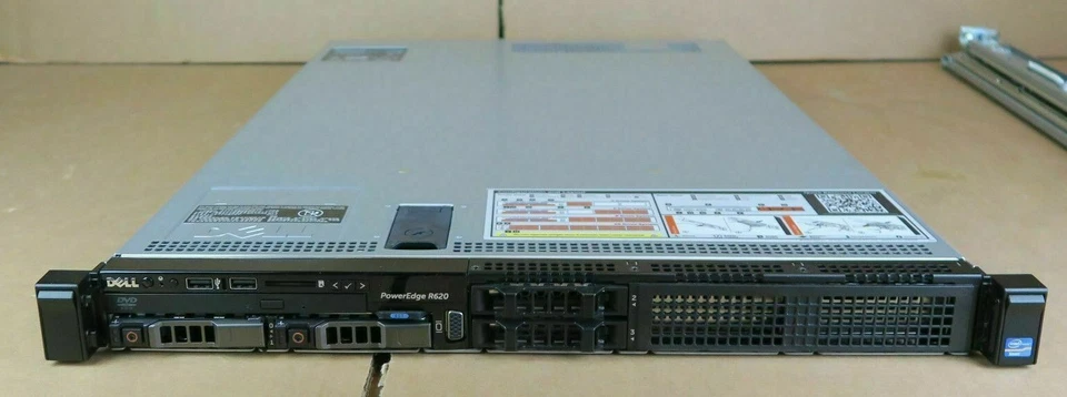 Dell PowerEdge R620 2x Six-Core E5-2620 16GB RAM 2x 146GB HDD 4-Bay 1U Server  - Image 1 of 1