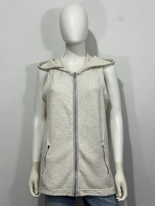 Athleta Blissful Frottee Weste Damen M meliert Hafer Reißverschlusstaschen Kapuze Logo - Bild 1 von 12