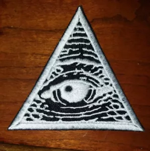 ILLUMINATI EYE OF RA MOTORCYCLE BIKER EMBROIDERED VEST PATCH IRON ON white - Picture 1 of 1