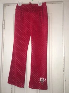 Walt Disney World Parks Girls Size Med Minnie Mouse Velour Pants Polka Dot Red - Picture 1 of 4