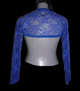 NEU * 34/36, XS/S * Langarm Spitzen Bolero Mesh Shrug Cardigan * Royalblau Blue - Bild 1 von 12