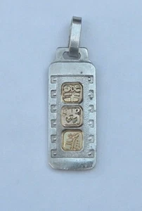 Maya 18k Gelbgold Silber Charm Pedant Mexiko - Bild 1 von 6