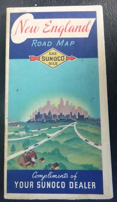 1938  New England road map Sunoco oil pictorial - Image 1 of 4