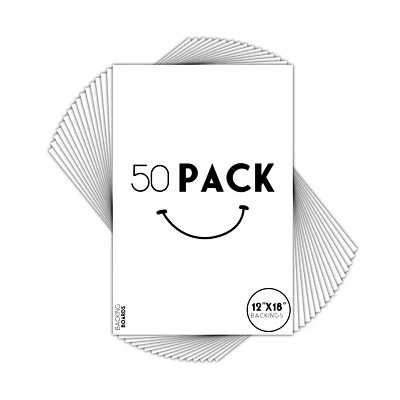 Paquete de 50 tableros de respaldo 12x18 solamente, respaldos para arte, foto, impresión, marco, blanco Foto 1 de 4