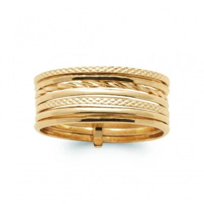 Bague semainier 7 anneaux plaqué or 750/000 18 carats garanti sans nickel - Photo 1/3