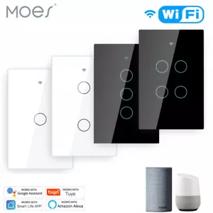 MOES 1/2/3/4 Gang Smart Light Switch WiFi RF Wall Touch Timer Alexa Google APP - Picture 1 of 44