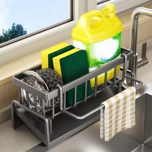 Kitchen Sink Caddy Basket Drain Rack Sponge Dishcloth Holder Storage Organizer - Picture 1 of 12