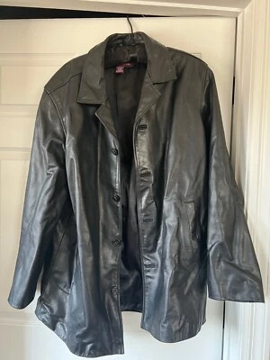 Merona Genuine Leather 100% Jacket Black Coat Men Size L - Image 1 of 3