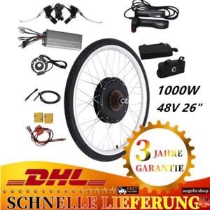 Gqouur E-Bike Umbausatz 1000W 26 Zoll - Heckmotor Bis 50 Km/h Für Fahrrad-Elektroumrüstung