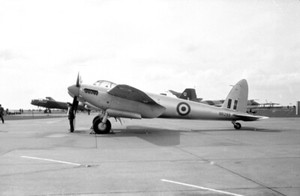 HSA Ltd., Mosquito T.3, RR299 at RAF Scampton, Mar 1966 - B&W Neg_8570