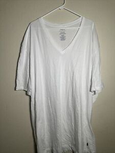 Polo Ralph Lauren Shirt Men's Sz 4XT Classic Fit White Tee V Neck Short Sleeve