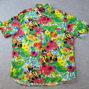 Vtg Jams Shirt World Surf Line Hawaii Button Up Colorful Floral Hula Girl Men XL - Picture 1 of 11